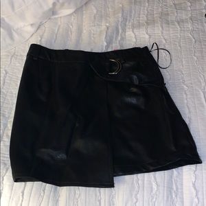 Faux Leather Wrap Skirt